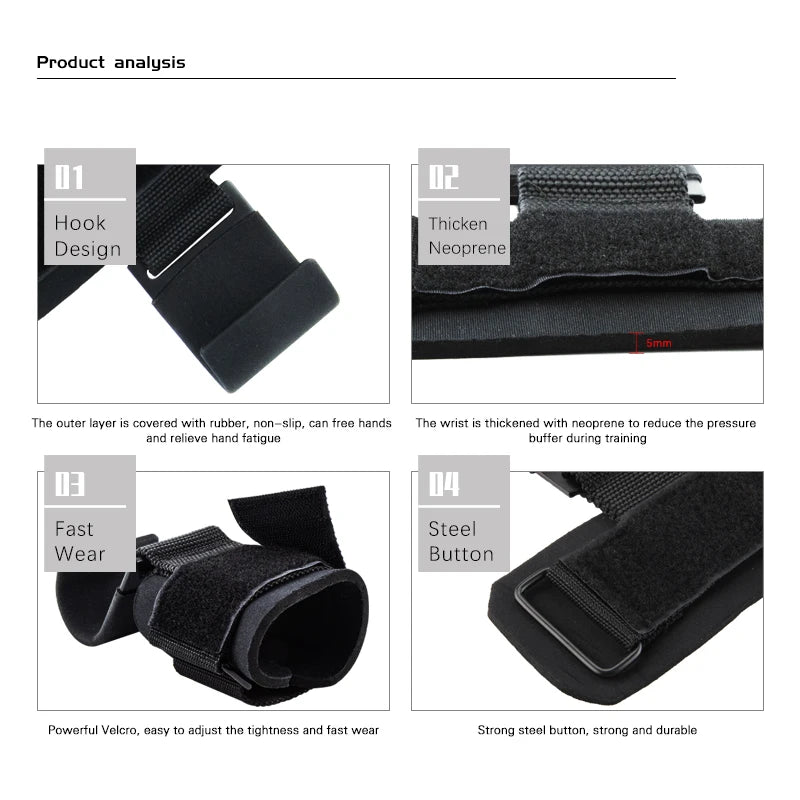 Professional Weight Lifting Hook Grips with Wrist Wraps for Enhanced Gym Performance and Power Lifting Support